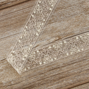 Кружево-вышивка на тюле, 20 мм. Арт 42274/F3