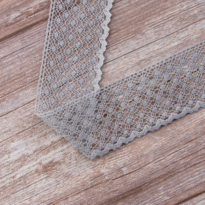 Мерсеризованное хлопковое кружево, 50 мм, цвет серый. Арт 2040/W3