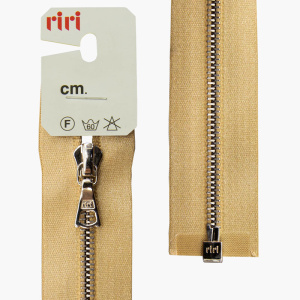 Молния металл, Ni, разъёмная 1 замок, на атласной тесьме, 4 мм, 65 см, цвет 2213, золотисто-бежевый. Арт 3000079/65/2213         