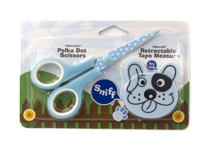 Набор ножницы 13,5 см и рулетка-сантиметр "Щенки". Арт BT4798.DB/2