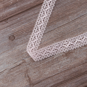 Мерсеризованное хлопковое кружево, 20 мм, цвет светло-розовый. Арт 3037/06                 