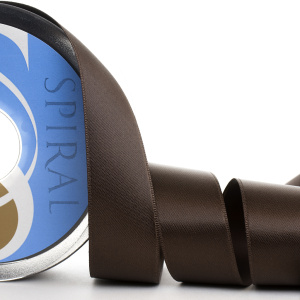 Лента атласная двусторонняя SAFISA, 50 мм, 25 м, цвет 17, коричневый темный. Арт 110-50мм-17             