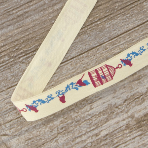 Лента хлопковая на картонной мини-катушке "Клетка для птиц". Арт VR15.057X