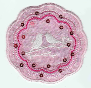 Термоаппликация HKM "Птички в розовом цветке". Арт 33711/1SB