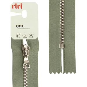 Молния металл, Ni, неразъёмная, на атласной тесьме, 4 мм, 18 см, цвет 5884, серо-зеленый. Арт 3412224/18/5884         