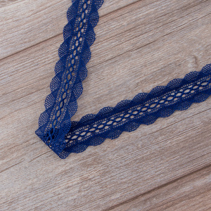 Мерсеризованное хлопковое кружево, 35 мм, цвет синий. Арт 1865/10