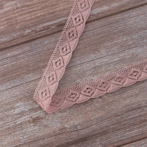Мерсеризованное хлопковое кружево, 25 мм, цвет пыльно-розовый. Арт 2023/W4