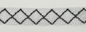 Мерсеризованное хлопковое кружево, 50 мм, цвет серебристый с черным. Арт 1403/J0                 