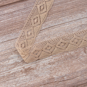 Мерсеризованное хлопковое кружево, 25 мм, цвет серо-бежевый. Арт 2023/27