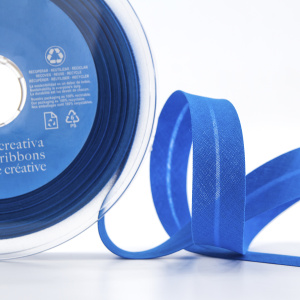 Косая бейка хлопок/полиэстер 20 мм, 25 м, цвет 126, васильковый. Арт 6120-20мм-126           