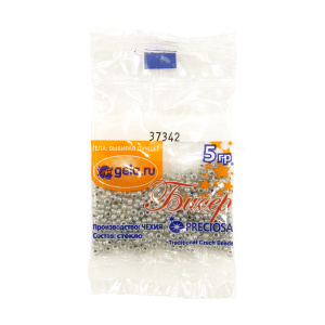 Бисер Preciosa №10, 5 г., цвет №37342 серый жемчужный. Арт G 37342