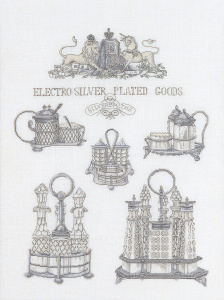 Набор для вышивания "Серебряные изделия", канва лён 36 ct. Арт 2094