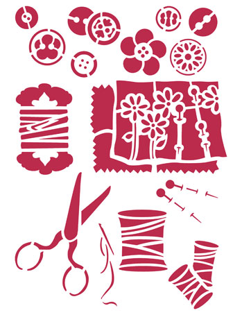 Трафарет "Креативное шитьё и пуговицы". Арт KSG229