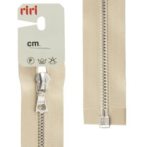 Молния металл, Ni, разъёмная 1 замок, на атласной тесьме, 6 мм, 60 см, цвет 2230, бежевый. Арт 3551226/60/2230         