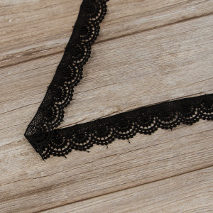 Мерсеризованное хлопковое кружево, 33 мм, цвет черный. Арт K056/14