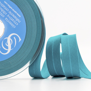 Косая бейка хлопок/полиэстер 20 мм, 25 м, цвет 55, малахитовый. Арт 6120-20мм-55            