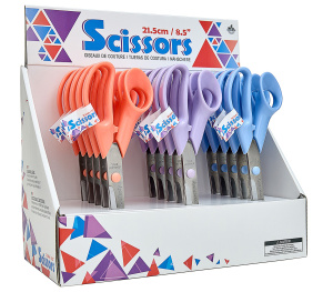 Ножницы портновские, 21,5 см, 3 цвета, 15 шт. в картонном прикассовом стенде. Арт B4855