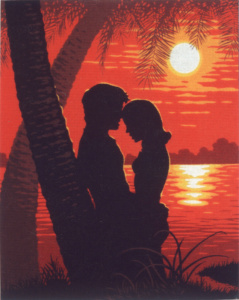 Канва жесткая с рисунком "Пара, лицом к лицу ". Арт D.171                   