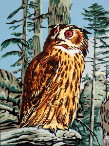 Канва жесткая с рисунком "Филин". Арт 40.148