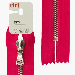 Молния металл, Ni, неразъёмная, на атласной тесьме, 6 мм, 16 см, цвет 9407, малиновый. Арт 3651221/16/9407         