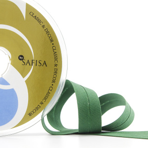 Косая бейка хлопок, 20 мм, 25 м, цвет 25, цвет зеленый. Арт 6600-20мм-25