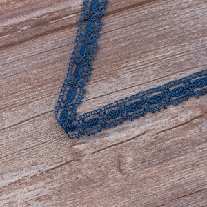 Мерсеризованное хлопковое кружево, 15 мм, цвет джинсово-синий. Арт 1798/89                 