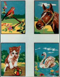 Канва жесткая с рисунком "Детские сюжеты", 4 картинки. Арт G.62                    