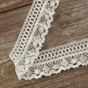 Мерсеризованное хлопковое кружево, 48 мм, цвет белый. Арт 2215/01