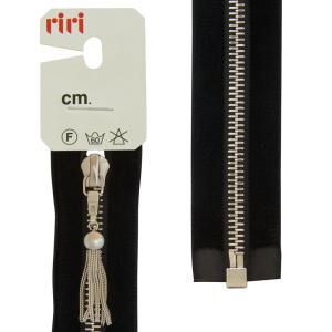 Молния металл, Ni, слайдер Zuff, на бархатной тесьме, 6 мм, разъёмн.1замок,50 см, цвет 2110, черный. Арт 3551805/50/2110         