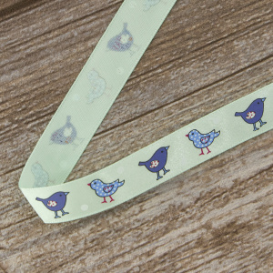 Лента атласная на картонной мини-катушке "Птички". Арт VR15.433