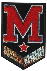 Термоаппликация с эффектом шенилл "М с золотистыми пайтками". Арт 36441/1SB