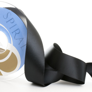 Лента атласная двусторонняя SAFISA, 11 мм, 25 м, цвет 01, черный. Арт 110-11мм-01             