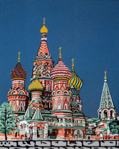 Канва жесткая с рисунком "Собор Василия Блаженного". Арт 14.846                  