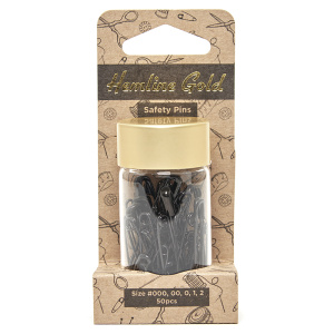 Булавки английские в баночке-органайзере, ассорти, 5 размеров: 19 - 38 мм, цвет черный, 50 шт. Арт 415.99.BK.HG