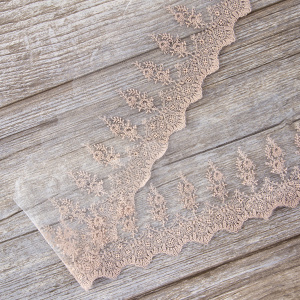 Вышивка на тюле, 91 мм, цвет розовый. Арт I661/F3