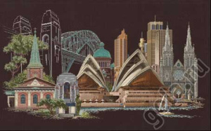 Набор для вышивания"Сидней", канва аида (черная) 18 сt. Арт 480.05                  