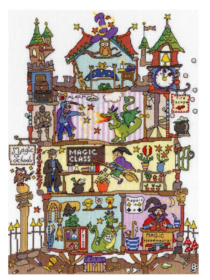 Набор для вышивания "Cut Thru’ Magic School" (Школа волшебников). Арт XCT31