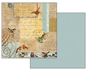 Бумага двухсторонняя для скрапбукинга "Письма и маленькие птицы". Арт SBB220