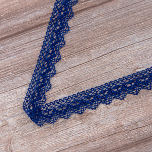 Мерсеризованное хлопковое кружево, 25 мм, цвет синий. Арт 3207/10                 