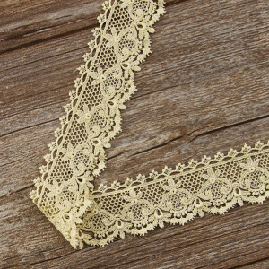 Мерсеризованное хлопковое кружево, 40 мм, цвет бежевый. Арт K055/27