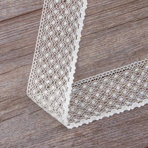 Мерсеризованное хлопковое кружево, 50 мм, цвет белый. Арт 2040/01