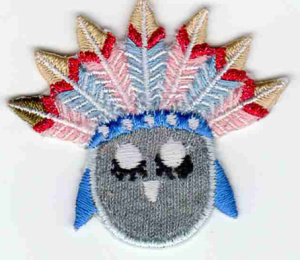 Термоаппликация HKM "Eule grau mit Federkopfschmuck". Арт 33287/1SB