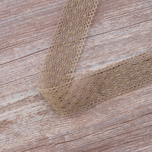 Мерсеризованное хлопковое кружево, 30 мм, цвет темно-бежевый. Арт 2022/5T