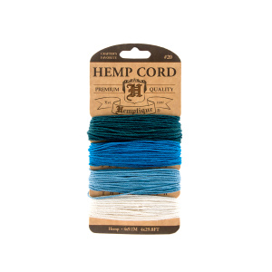 Шнуры на блистере HEMPTIQUE #20 - 1 мм, 4 цвета по 9,1 м. Арт HC20SOA                 