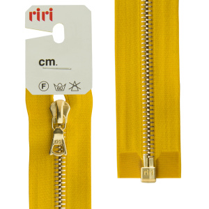 Молния металл, Gold, разъёмная 1 замок, на атласной тесьме, 6 мм, 70 см, цвет 5339, горчичный. Арт 3503219/70/5339         