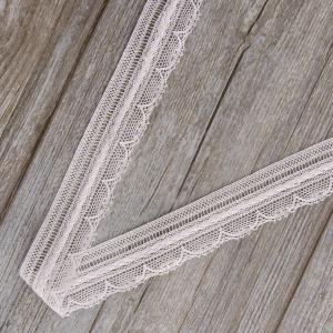 Мерсеризованное хлопковое кружево, 33 мм, цвет розовый. Арт 2177/06