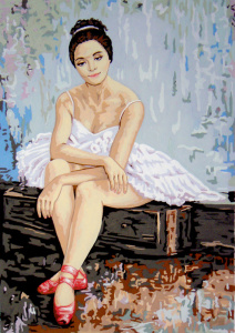 Канва жесткая с рисунком "Балерина в красных пуантах". Арт 14.831                  