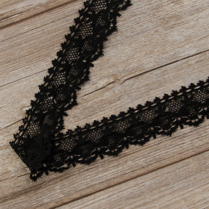Мерсеризованное хлопковое кружево, 40 мм, цвет черный. Арт K055/14