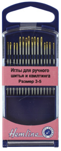 Иглы для ручного шитья и квилтинга в пластиковом контейнере №3-5, 16 шт. Арт 281G.35