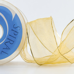 Лента органза "с памятью" SAFISA, 38 мм, 25 м цвет 54, бежево-золотистый. Арт 525-38мм-54             